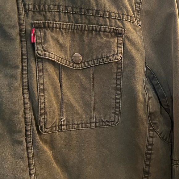 Levi’s Distressed Canvas Jacket Large Military Style Sherpa - Picture 6 of 10